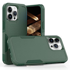 Silicone Matte Finish and Plastic Back Cover Case 360 Degrees MQ1 for Apple iPhone 13 Pro Midnight Green