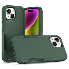 Silicone Matte Finish and Plastic Back Cover Case 360 Degrees MQ1 for Apple iPhone 14 Midnight Green