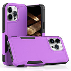 Silicone Matte Finish and Plastic Back Cover Case 360 Degrees MQ1 for Apple iPhone 14 Pro Purple