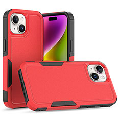 Silicone Matte Finish and Plastic Back Cover Case 360 Degrees MQ1 for Apple iPhone 15 Plus Red