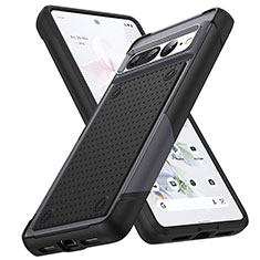 Silicone Matte Finish and Plastic Back Cover Case 360 Degrees MQ1 for Google Pixel 7 Pro 5G Dark Gray