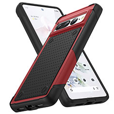 Silicone Matte Finish and Plastic Back Cover Case 360 Degrees MQ1 for Google Pixel 7 Pro 5G Red