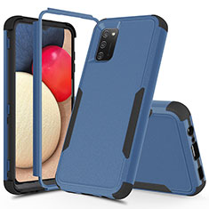 Silicone Matte Finish and Plastic Back Cover Case 360 Degrees MQ1 for Samsung Galaxy A03s Blue and Black