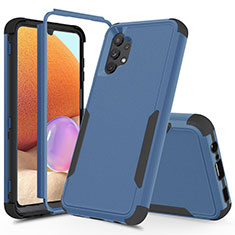 Silicone Matte Finish and Plastic Back Cover Case 360 Degrees MQ1 for Samsung Galaxy A32 4G Blue and Black