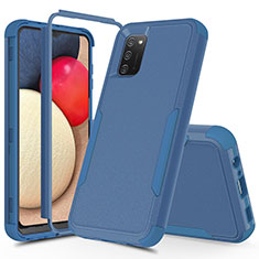 Silicone Matte Finish and Plastic Back Cover Case 360 Degrees MQ1 for Samsung Galaxy F02S SM-E025F Blue