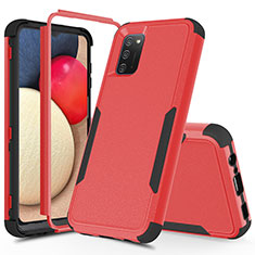 Silicone Matte Finish and Plastic Back Cover Case 360 Degrees MQ1 for Samsung Galaxy F02S SM-E025F Red