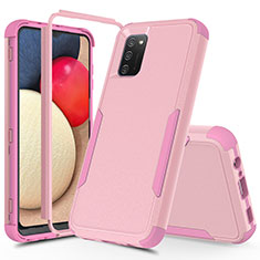 Silicone Matte Finish and Plastic Back Cover Case 360 Degrees MQ1 for Samsung Galaxy F02S SM-E025F Rose Gold