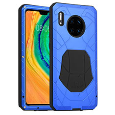 Silicone Matte Finish and Plastic Back Cover Case 360 Degrees R01 for Huawei Mate 30 Pro Blue