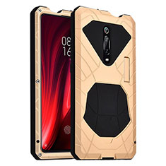 Silicone Matte Finish and Plastic Back Cover Case 360 Degrees R01 for Xiaomi Mi 9T Gold