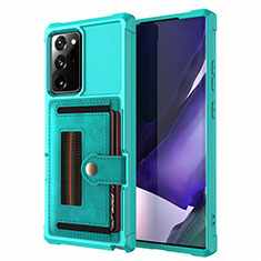 Silicone Matte Finish and Plastic Back Cover Case 360 Degrees R05 for Samsung Galaxy Note 20 Ultra 5G Cyan
