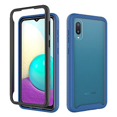 Silicone Matte Finish and Plastic Back Cover Case 360 Degrees U01 for Samsung Galaxy A02 Blue