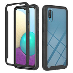 Silicone Matte Finish and Plastic Back Cover Case 360 Degrees U03 for Samsung Galaxy M02 Black