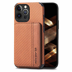 Silicone Matte Finish and Plastic Back Cover Case 360 Degrees U05 for Apple iPhone 16 Pro Brown