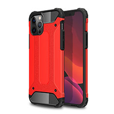 Silicone Matte Finish and Plastic Back Cover Case for Apple iPhone 12 Pro Red