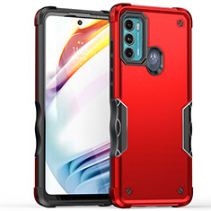 Silicone Matte Finish and Plastic Back Cover Case for Motorola Moto Edge 20 Lite 5G Red