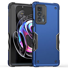 Silicone Matte Finish and Plastic Back Cover Case for Motorola Moto Edge 20 Pro 5G Blue