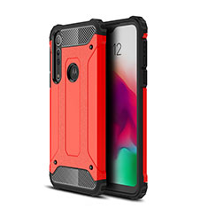 Silicone Matte Finish and Plastic Back Cover Case for Motorola Moto G8 Play Red