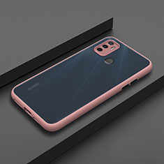 Silicone Matte Finish and Plastic Back Cover Case for Oppo A11s Pink