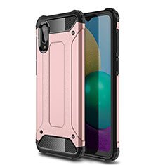 Silicone Matte Finish and Plastic Back Cover Case for Samsung Galaxy A02 Rose Gold