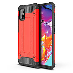 Silicone Matte Finish and Plastic Back Cover Case for Samsung Galaxy A51 4G Red