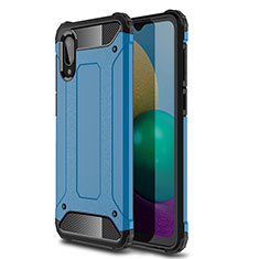 Silicone Matte Finish and Plastic Back Cover Case for Samsung Galaxy M02 Blue