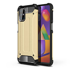 Silicone Matte Finish and Plastic Back Cover Case for Samsung Galaxy M31s Gold