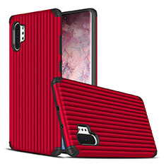 Silicone Matte Finish and Plastic Back Cover Case for Samsung Galaxy Note 10 Plus Red