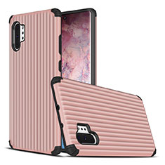 Silicone Matte Finish and Plastic Back Cover Case for Samsung Galaxy Note 10 Plus Rose Gold