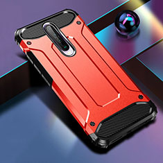 Silicone Matte Finish and Plastic Back Cover Case for Xiaomi Redmi K30 4G Red
