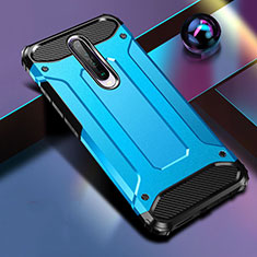 Silicone Matte Finish and Plastic Back Cover Case for Xiaomi Redmi K30 4G Sky Blue