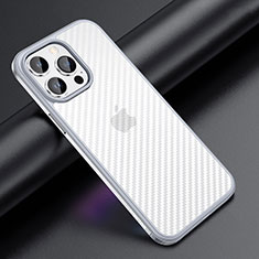 Silicone Matte Finish and Plastic Back Cover Case LD1 for Apple iPhone 13 Pro Max Silver