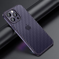 Silicone Matte Finish and Plastic Back Cover Case LD1 for Apple iPhone 13 Pro Purple