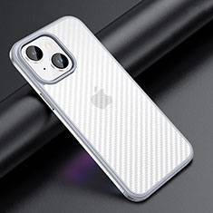 Silicone Matte Finish and Plastic Back Cover Case LD1 for Apple iPhone 13 Silver