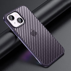 Silicone Matte Finish and Plastic Back Cover Case LD1 for Apple iPhone 15 Plus Purple