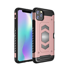 Silicone Matte Finish and Plastic Back Cover Case Magnetic for Apple iPhone 11 Pro Max Rose Gold