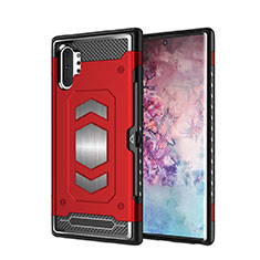 Silicone Matte Finish and Plastic Back Cover Case Magnetic for Samsung Galaxy Note 10 Plus Red