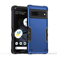 Silicone Matte Finish and Plastic Back Cover Case QW1 for Google Pixel 7 5G Blue