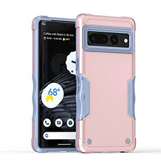 Silicone Matte Finish and Plastic Back Cover Case QW1 for Google Pixel 7 Pro 5G Rose Gold