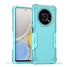 Silicone Matte Finish and Plastic Back Cover Case QW1 for Huawei Honor Magic4 Lite 5G Mint Blue