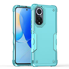 Silicone Matte Finish and Plastic Back Cover Case QW1 for Huawei Nova 9 Mint Blue