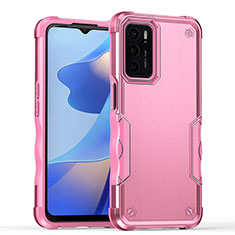 Silicone Matte Finish and Plastic Back Cover Case QW1 for Oppo A16 Pink