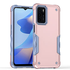 Silicone Matte Finish and Plastic Back Cover Case QW1 for Oppo A16 Rose Gold