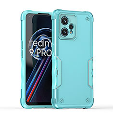 Silicone Matte Finish and Plastic Back Cover Case QW1 for Realme 9 4G Mint Blue