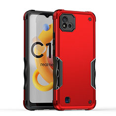 Silicone Matte Finish and Plastic Back Cover Case QW1 for Realme C11 (2021) Red