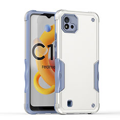 Silicone Matte Finish and Plastic Back Cover Case QW1 for Realme C11 (2021) White