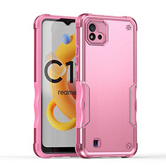 Silicone Matte Finish and Plastic Back Cover Case QW1 for Realme C20 Pink