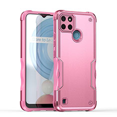 Silicone Matte Finish and Plastic Back Cover Case QW1 for Realme C21Y Pink