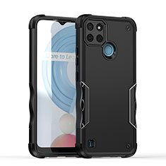 Silicone Matte Finish and Plastic Back Cover Case QW1 for Realme C25Y Black