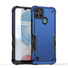 Silicone Matte Finish and Plastic Back Cover Case QW1 for Realme C25Y Blue