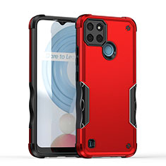 Silicone Matte Finish and Plastic Back Cover Case QW1 for Realme C25Y India Red